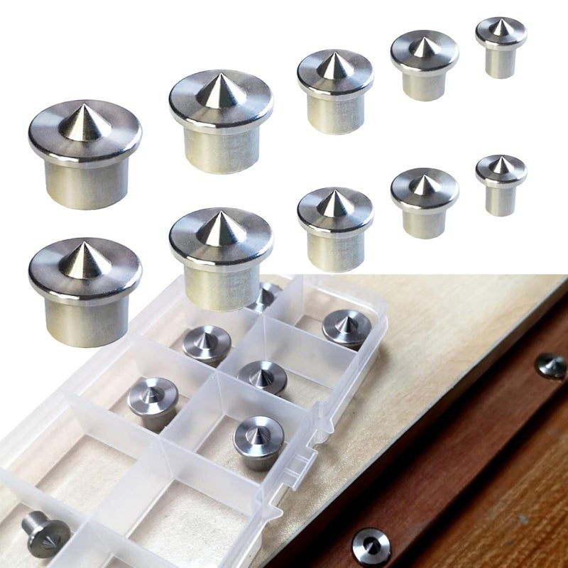MinliGUY 10PCS Stainless Steel Dowel Pin Centers Drilling Hole Tool Set with Sharp Point for Woodworking Tools, Solid Dowel and Tenon Center Transfer Plugs (5 Sizes of 1/4" 3/8" 5/16" 7/16" 1/2") by - Image 1